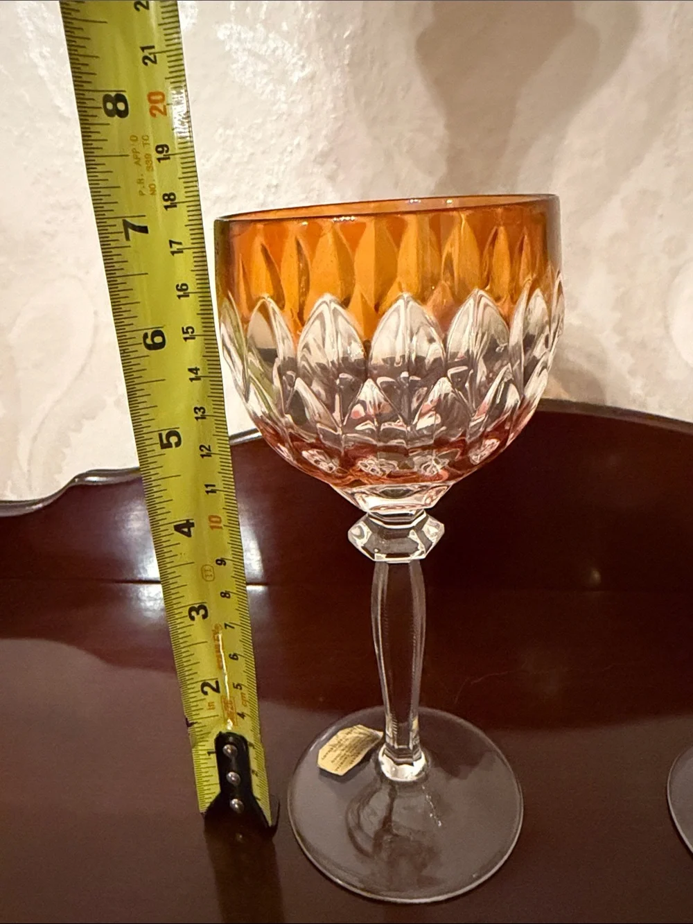 Vintage Pair Western Germany Cut Crystal Wine Goblets